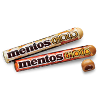 Mentos Choco es un **delicioso toffee blando** relleno de chocolate