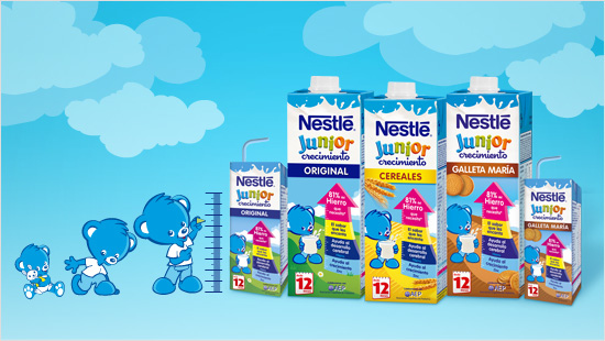 La gama de NESTLÉ JUNIOR Crecimiento ayuda todos los días al crecimiento…