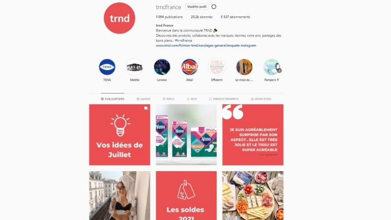 Sondage Instagram TRND