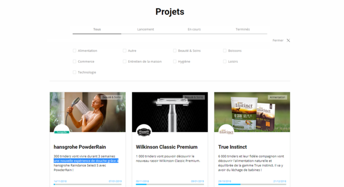 page projets