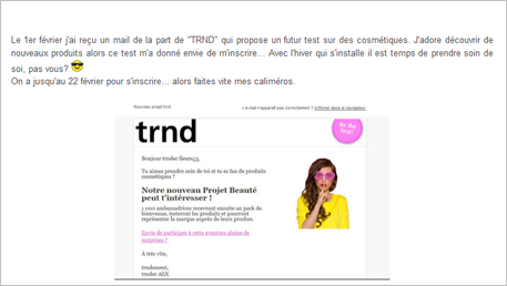 Mail reçu d'annonce d'un nouveau projet