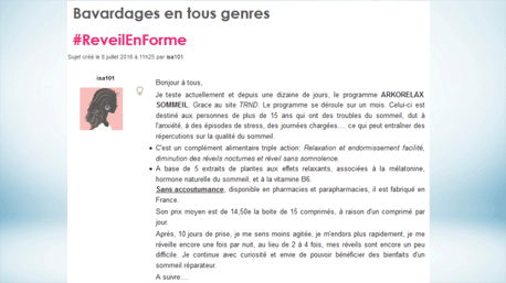 Les forums aussi accueillent déjà quelques avis sur ARKORELAX SOMMEIL.