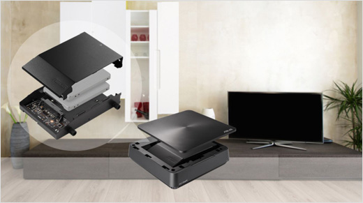 Connecté à tout, tout le temps, partout : le VivoPC VM62 fonctionne comme un centre mulitmédia adapté aux différentes connexions dont nous avons besoin : ports USB, HDMI, Audio, Display, etc. Nous pouvons y brancher jusqu'à 2 périphériques de stockage !