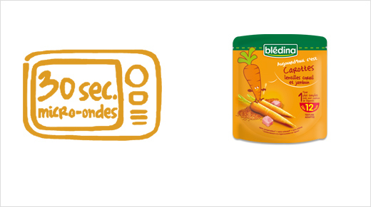 Sous forme de sachet dans lequel le goût des aliments est préservé, ces recettes sont faciles à transporter et à utiliser (30 sec. au micro-ondes à 850 W).