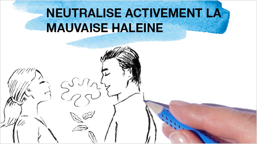 <center>Sa formule cliniquement prouvée neutralise la production des composés sulfurés volatiles (CSV), responsables de l’halitose et nous assure une journée en toute confiance pendant 12 heures !</center>