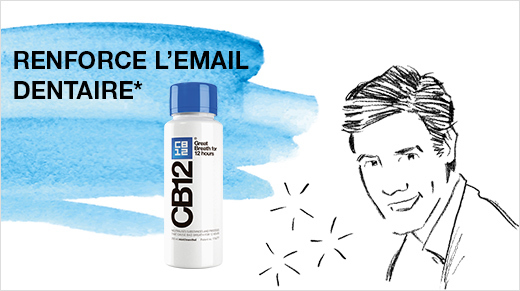 <center>Le bain de bouche CB12 contribue également à prévenir les caries grâce à la présence de fluor.*</center>  </br><small>*J. Bonnot et al. Une bonne hygiène bucco-dentaire pour prévenir les caries. Actualités pharmaceutiques, 2013 ; 524 : 39 – 44.</s