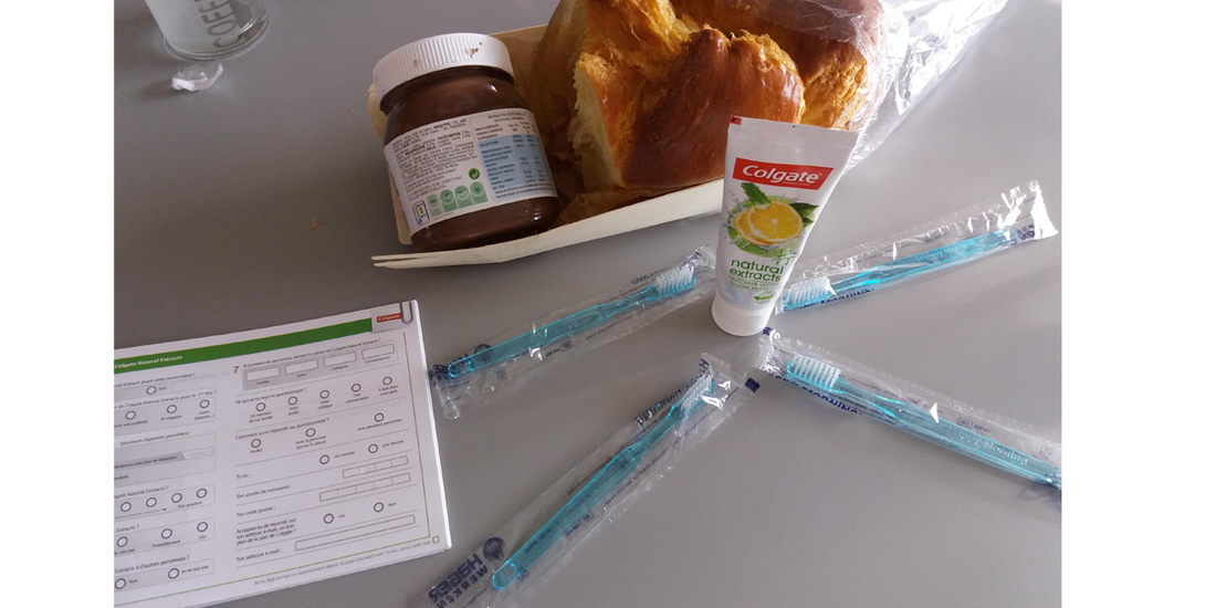 "Goûter organisé au travail, brioche-Nutella pour mieux se brosser les dents ensuite" trnder momette85