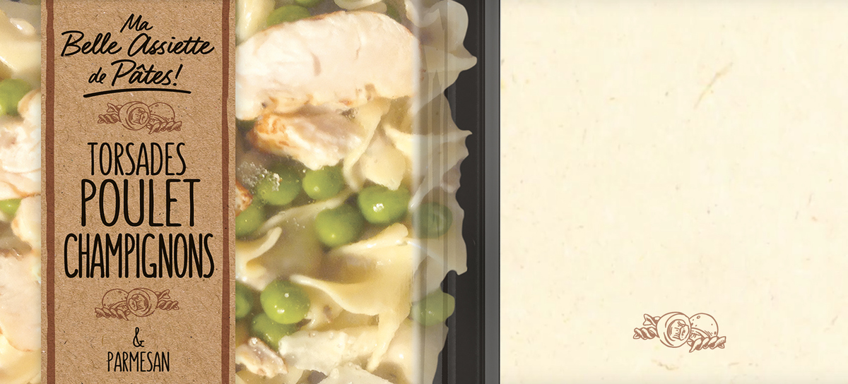 Torsades poulet, champignons et pamesan