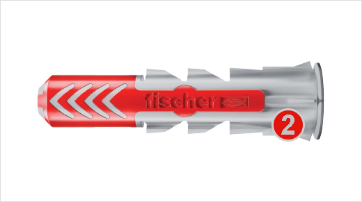 Sa base rigide en nylon (grise) permet une fixation durable dans le matériau support, offrant ainsi une capacité de charge nettement plus importante.* <small><sup>*</sup>Que celles des chevilles en nylon conventionnelles.</small>