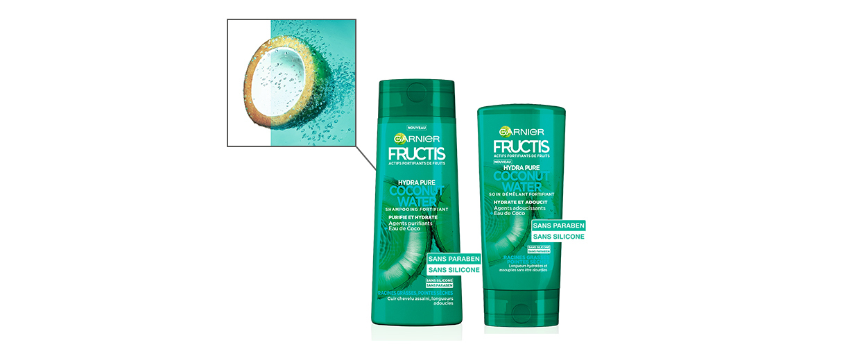 Pour les cheveux aux racines grasses et pointes sèches : la gamme Hydra Pure COCONUT WATER !