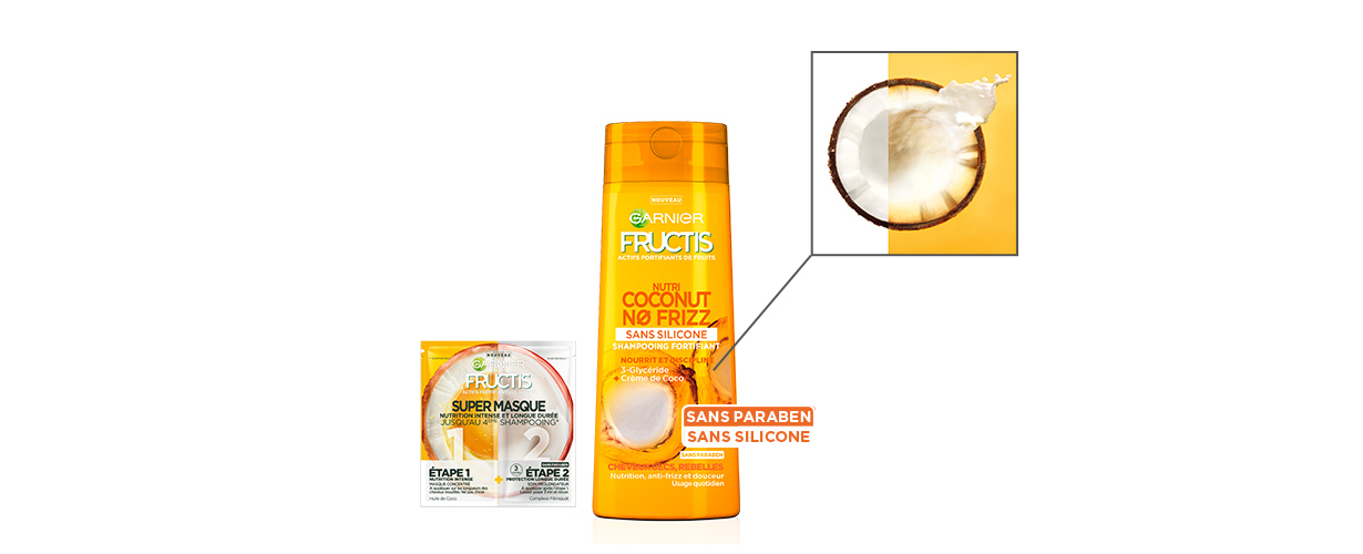 Pour les cheveux secs et rebelles : la gamme Nutri COCONUT NØ FRIZZ !