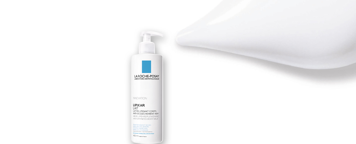 Découvrons la nouvelle formule du lait hydratant pour le corps 48h LIPIKAR des laboratoires La Roche-Posay.