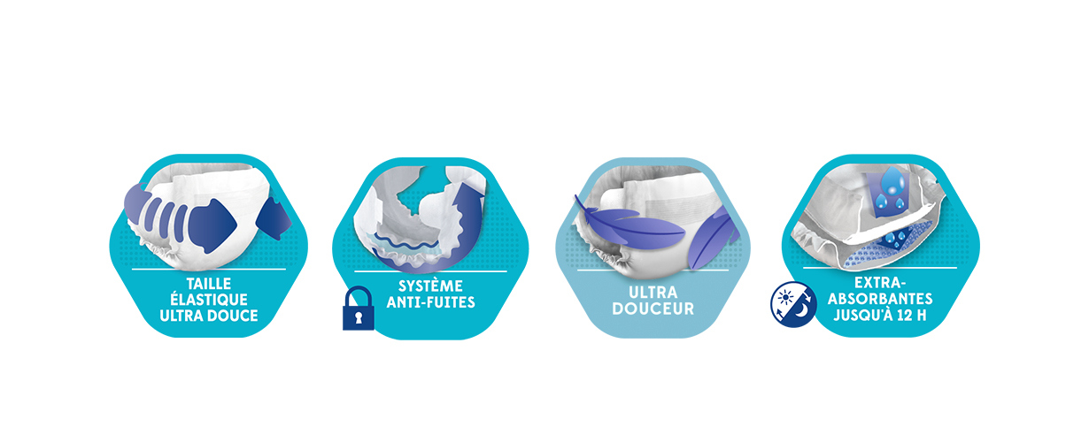 En plus de leur protection optimale grâce leur système anti-fuites et leur extra-absorption, ces couches allient confort et ultra douceur pour le plaisir des enfants… comme des parents !