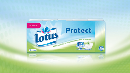 Lotus nous présente ses nouveaux mouchoirs Lotus Protect qui réduisent bactéries et virus directement dans le mouchoir.