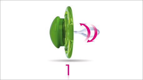 Pour comparer les sucettes, tordons la têtine sur elle-même.