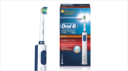 La brosse à dents électrique Oral-B Professional Care 500 Floss Action offre un nettoyage en profondeur pour des dents en bonne santé…