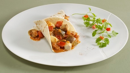 Les Fajitas de poulet à la Ratatouille, romarin et paprika.