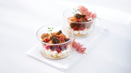 Des Verrines de Ratatouille et chèvre frais.