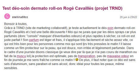 Avis de trnder stellina59cz sur le déo soin dermato Rogé Cavaillès sur aufeminin.com