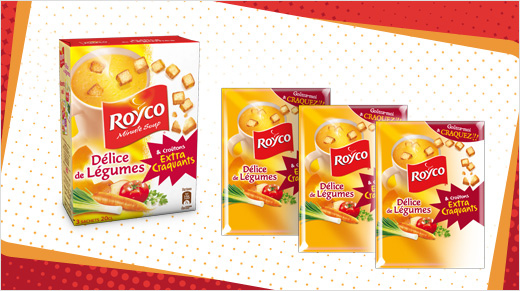Royco t’invite à savourer une petite pause gourmande. A mi-chemin entre une soupe onctueuse, un snack et une boisson chaude, Royco te propose une alternative à base de légumes pour les petits creux de la journée.