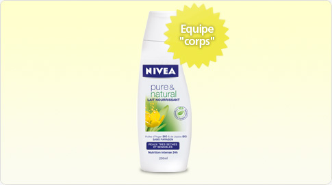 …pendant que les 4 000 autres trnders, appartenant à l’équipe « corps », testeront et feront connaître le lait nourrissant pour le corps NIVEA Pure & Natural, pour les peaux très sèches et sensibles.