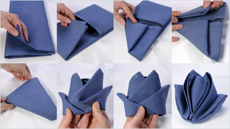 Serviette en bouton de rose