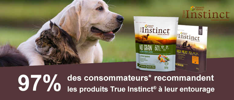 97% des consommateurs* recommandent les produits True Instinct® à leur entourage
