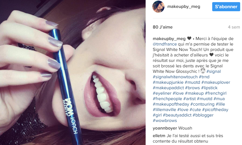 Voilà un bel avis en ligne réalisé par trnder M2le-megane sur Instagram avec le hahstag #SignalWhiteNowTouch.