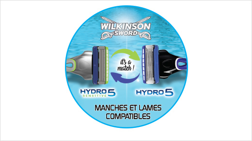 Le petit plus de Wilkinson ? Les lames Hydro sont compatibles avec chaque manche de la gamme&nbsp;! 