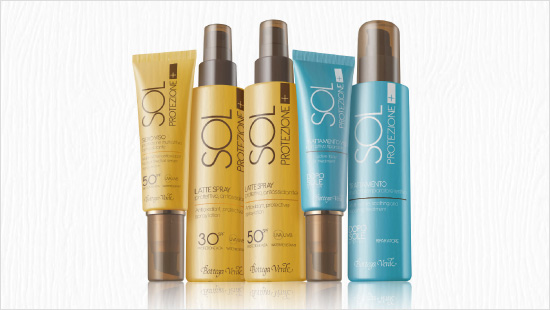 ...presenti in tutti i  prodotti della linea: due Latte Spray Corpo (SPF30 e 50), un Siero Viso, un Doposole Corpo e un Trattamento Viso Doposole.