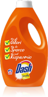è convinto: Dash Simply elimina sporco e odori aiutandoci a risparmiare.  