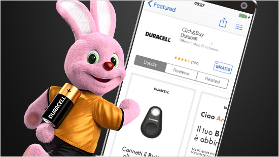 Click&Buy è il nuovo button di Duracell per acquistare le batterie in modo semplice e veleoce e non rimanere mai scarichi...