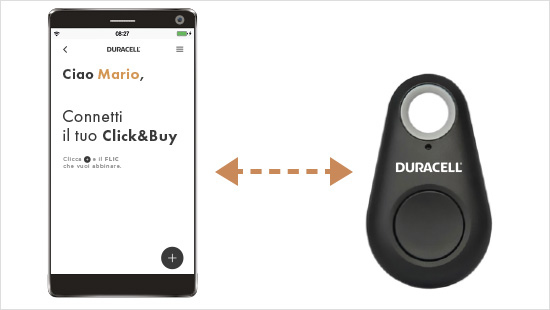 ...funziona scaricando la app Click&Buy e collegando il nostro smartphone al button Click&Buy tramite bluetooth...