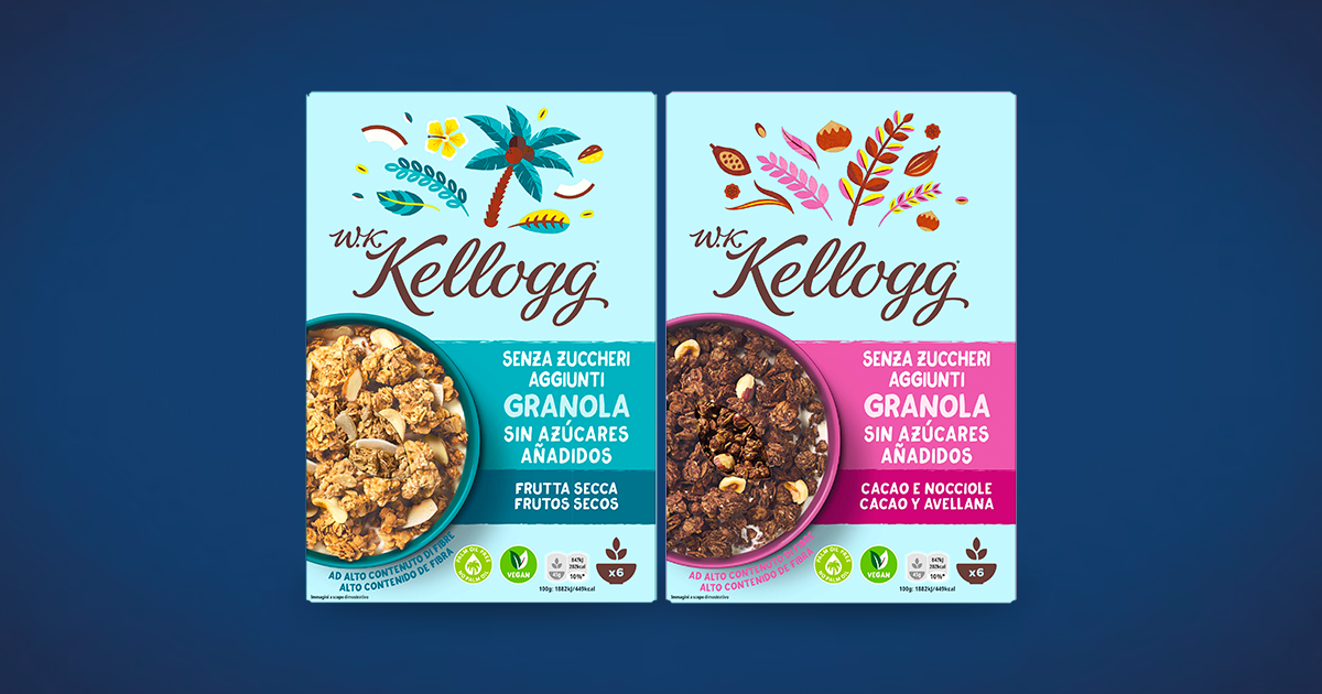 Cereali granola Super Foods W.K. KELLOGG'S senza zucchero cacao e nocciole  300gr - Spesaldo la spesa online su Roma e Lazio