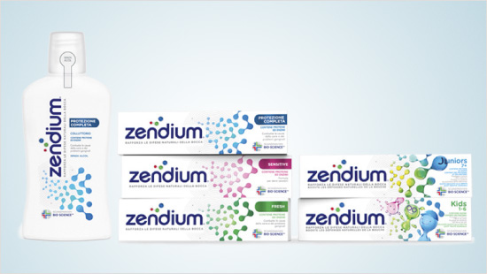 Zendium è disponibile nelle varianti per adulti Protezione Completa, Sensitive e Fresh e nelle due versioni per bambini Juniors 7-13 e Kids 1-6. Zendium è anche presente nel formato Collutorio Protezione Completa.