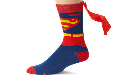 Kun je wel wat superkrachten gebruiken? Ga dan voor deze Superman-sokken (inclusief cape!). Bron:  www.amazon.com/DC-Comics-Mens-Superman-Costume/dp/B00AOW9Y1K 