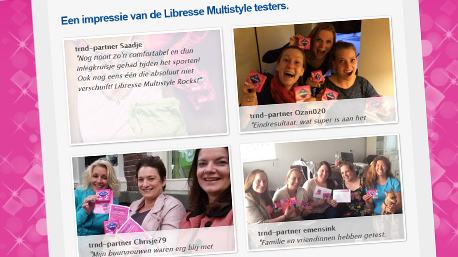 Ook vind je er foto’s en citaten van trnd-partners die de inlegkruisjes samen met hun vriendinnen hebben uitgeprobeerd.