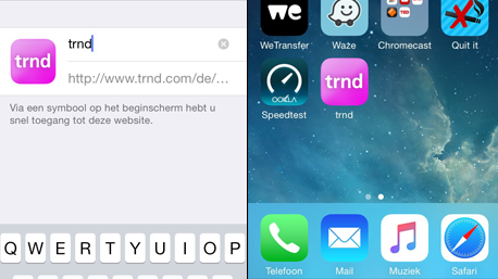 Voer een titel in en trnd wordt aan je startscherm toegevoegd.