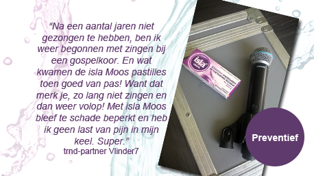 trnd-partner Vlinder7 gebruikt isla om haar keel te smeren tijdens het zingen, slim!