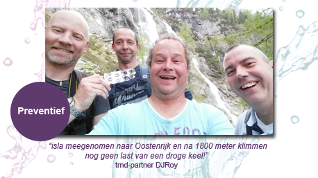 Ook trnd-partner DJRoy gebruikt isla preventief, om een droge keel te voorkomen tijdens het klimmen. Goed idee DJRoy!