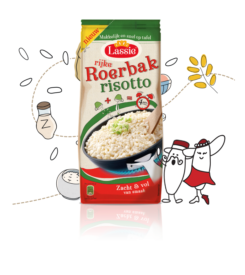 beveelt Lassie rijke Roerbak risotto aan bij vrienden en kennissen.