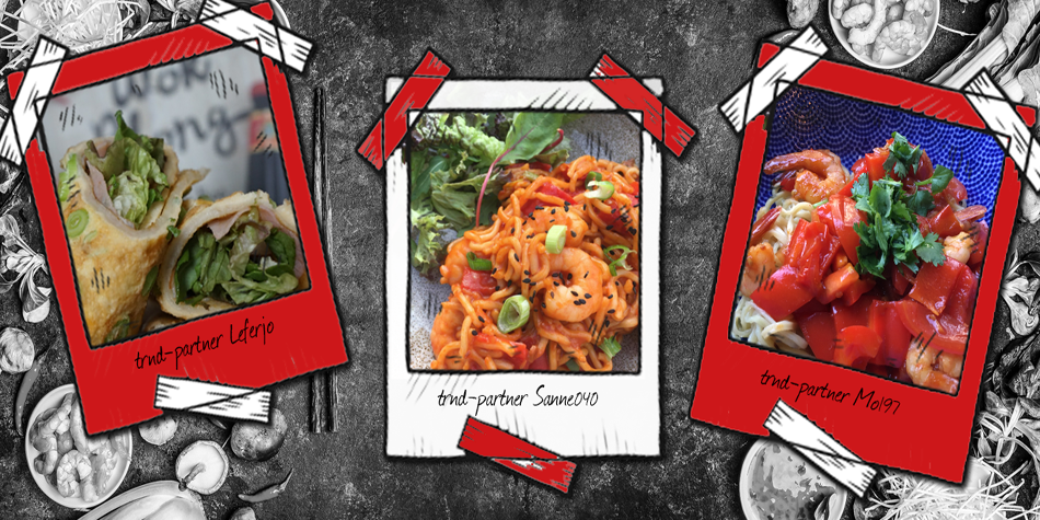 Klik op de pijltjes aan de zijkant van de afbeelding om naar de volgende foto te gaan. Deze trnd-partners hebben al hele goede foto's gemaakt! De ene gaat voor een close-up van hun maaltijd ... 