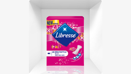 Libresse Multistyle inlegkruisjes liggen nét nieuw in de schappen. Ze  passen in elk type ondergoed en zijn per stuk verpakt.