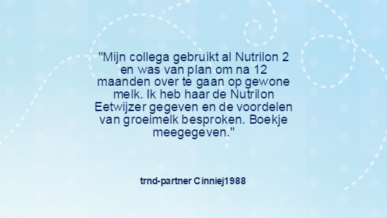 Zo maken trnd-partners Nutrilon Dreumesmelk bekend.