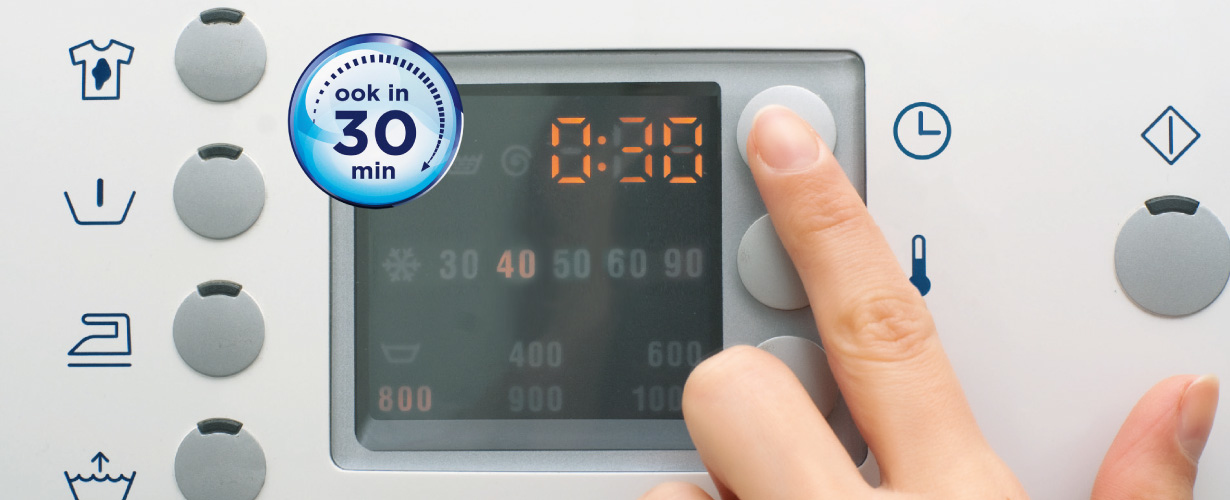 … en dit wasmiddel werkt nu ook op wasprogramma’s vanaf 30 minuten! Zo is je was een stuk sneller klaar. Ook kunnen we …