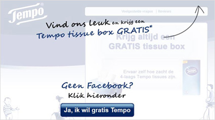 Coupons uitdelen voor een gratis Tempo Tissue Box!