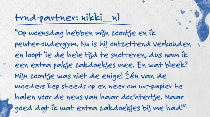 Tempo moment, zakdoekje, snotneus