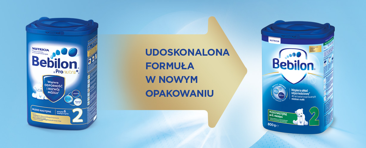 Udoskonalona formuła Bebilon 2 z Pronutra - ADVANCE w nowym opakowaniu.