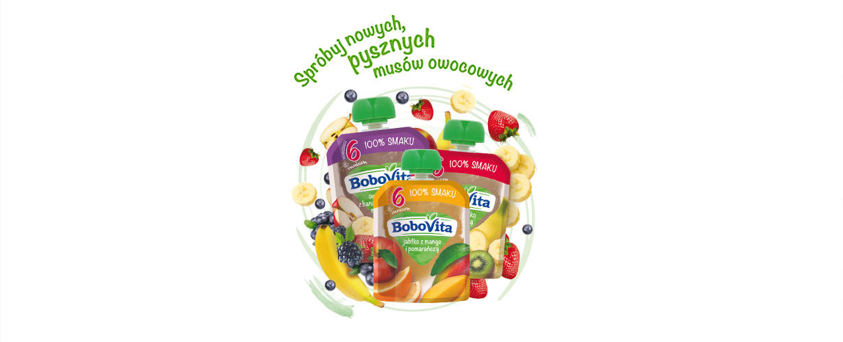 Dzięki przezroczystym opakowaniom mama i dziecko mogą zobaczyć kolor i konsystencję musu. Przezroczyste opakowania to gwarancja, że BoboVita nie ma nic do ukrycia, a musy w tubkach to naturalnie pyszna przekąska dla Twojego dziecka.