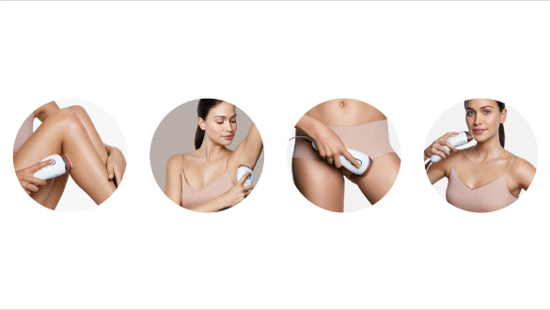 Ergonomiczny design Silk-expert IPL's pozwala na wygodne użycie urządzenia do depilacji każdej części ciała, wliczając te bardziej wrażliwe fragmenty skóry - wszystko to dzięki możliwości obniżenia intensywności impulsów światła, emitowanych przez urządze